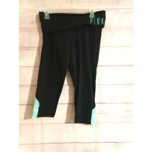 Victoria's Secret PINK Yoga Pants Medium Leggings Black Mint Green Cropped
